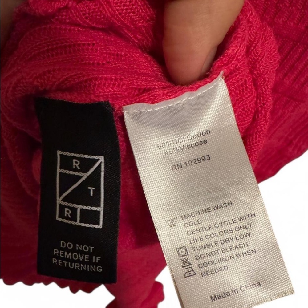 Adam Lippes Pink Smocked Ribbed Knit Ruffle Sleeve Top - Picture 4 of 6